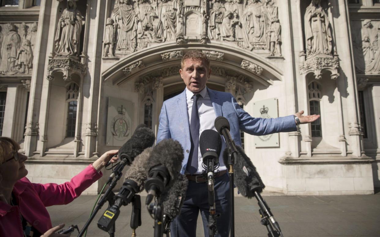 Jon Platt speaks to the media outside the Supreme Court after the judges ruled against him - Getty Images Europe