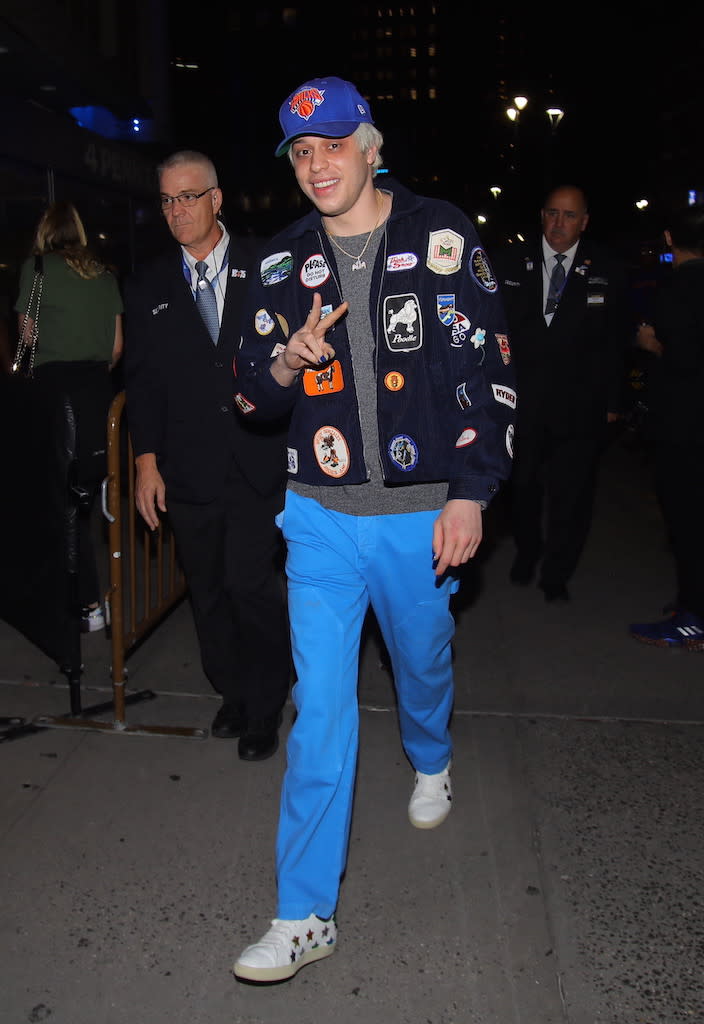 Pete Davidson arrives to Madison Square Garden in NYC for the Knicks home opener. - Credit: Brian Prahl/MEGA