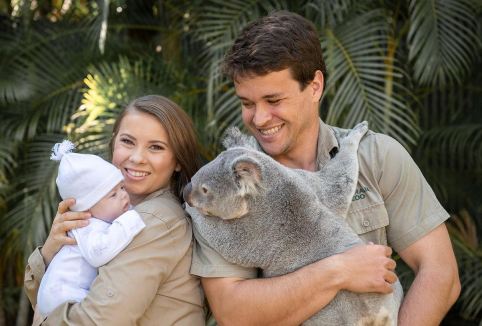 Bindi Irwin with husband Chandler and daughter Grace.