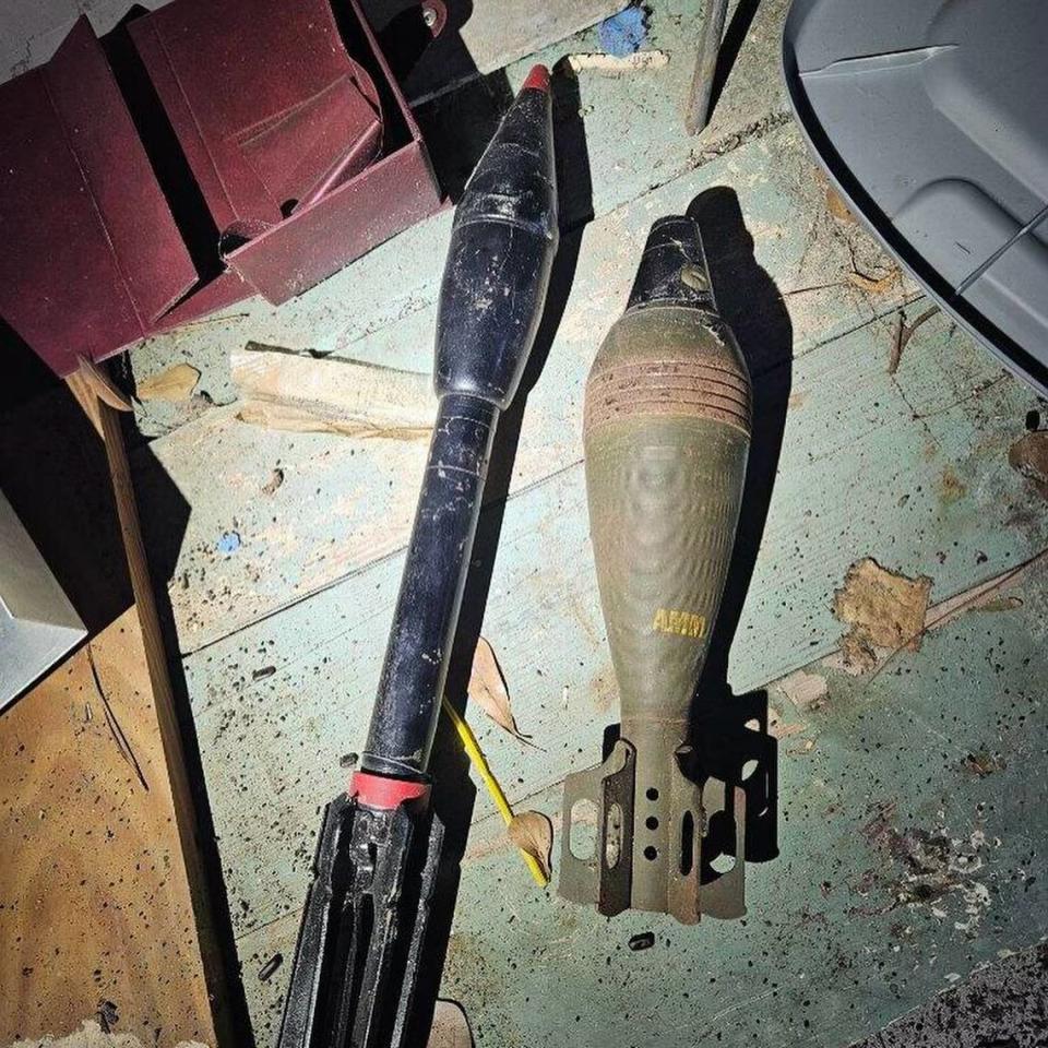 Forest Acres police said a rocket-propelled grenade (anti-tank munition) and a mortar round were found in a shed.