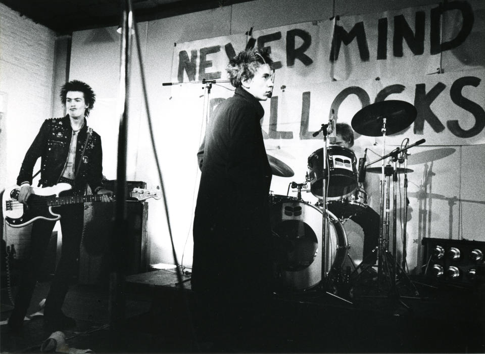 The Sex Pistols in Eindhoven, Holland, in December 1977: Johnny Rotten, Sid Vicious, Paul Cook. (Photo: gie Knaeps)