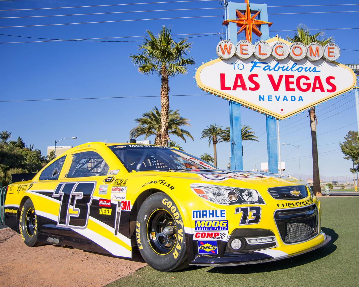 Welcome to Las Vegas sign and Nascar racing car