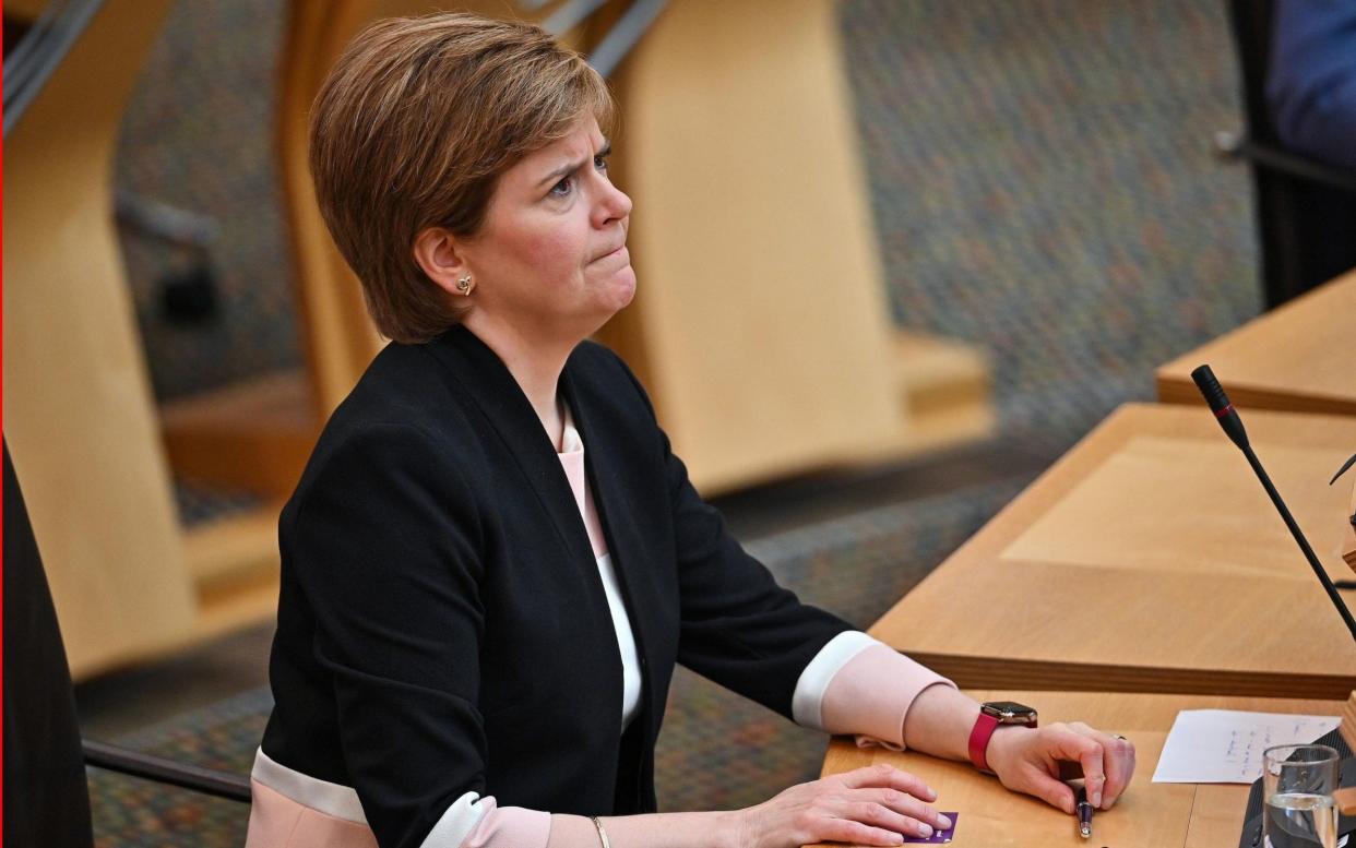 Nicola Sturgeon during First Minister's Questions at the Scottish Parliament in Holyrood - Jeff J Mitchell /PA