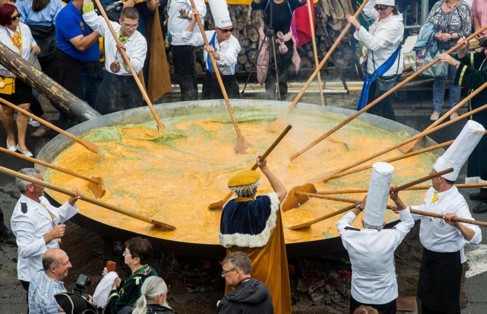 The town of Bessieres in France celebrates Easter with a huge omelette