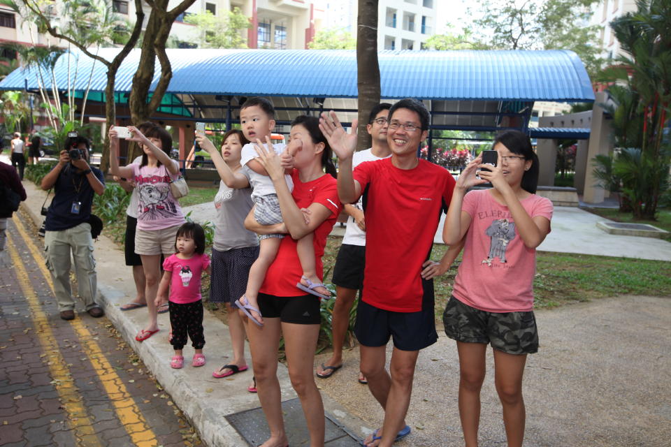 Residents of Punggol East showing their support at the thank you parade.