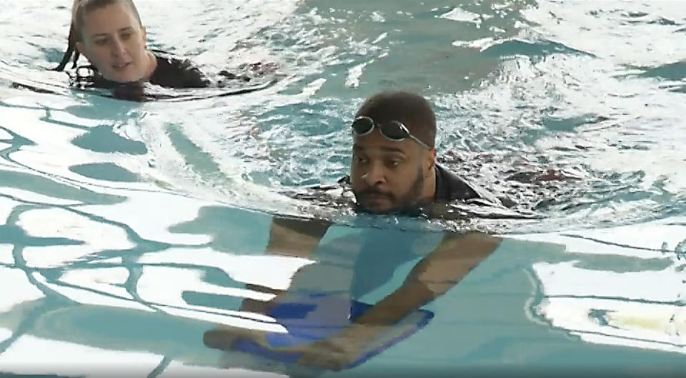 Ryan was under the watchful eye of his swimming instructor. (TODAY)