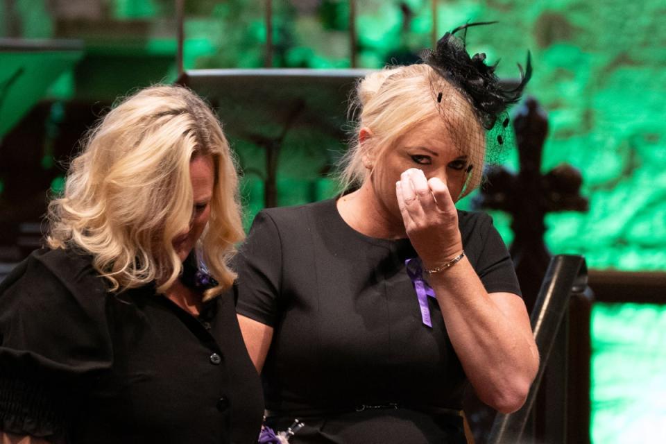 Archie Battersbee’s mother Hollie Dance (right), pictured during the funeral of her son, said she has received death threats (Joe Giddens/ PA) (PA Wire)