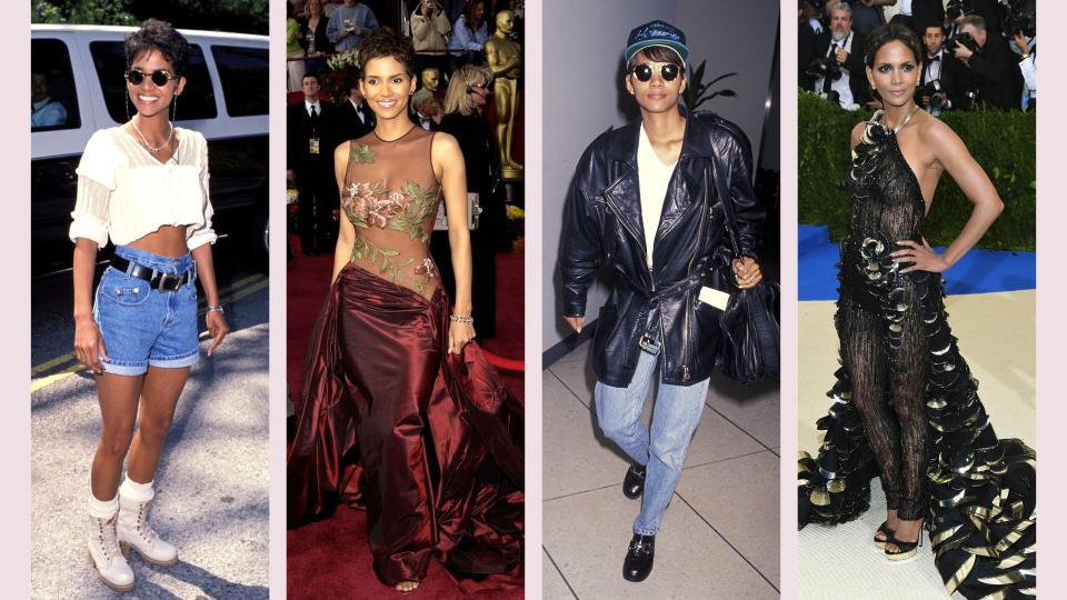 We round up Halle Berry's best looks over the years, from her iconic 90s street style to her glam red carpet gowns...