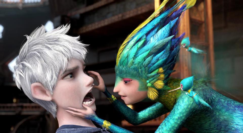 This image released by Paramount Pictures shows Jack Frost, voiced by Chris Pine, left, and Tooth, voiced by Isla Fisher in a scene from "Rise of the Guardians." (AP Photo/Paramount Pictures, DreamWorks Animation)