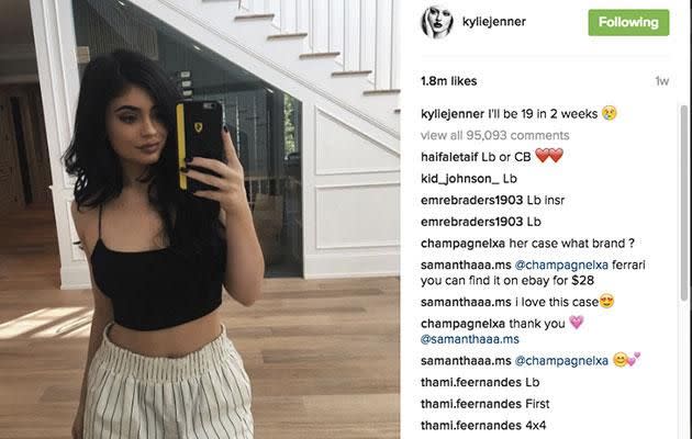 She's only turning 19, but Kylie has revealed she's not looking forward to getting older. Photo: Instagram/kyliejenner