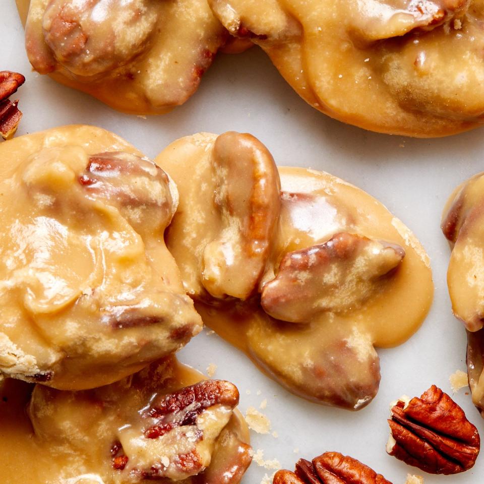 pecan pralines in a pile