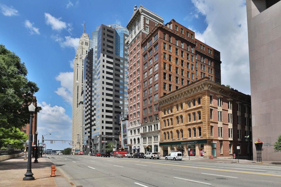 There are new tenants at 20 E. Broad St., which includes the four-story Hayden building on the right, and the lower levels of the 13-story tower to its left,