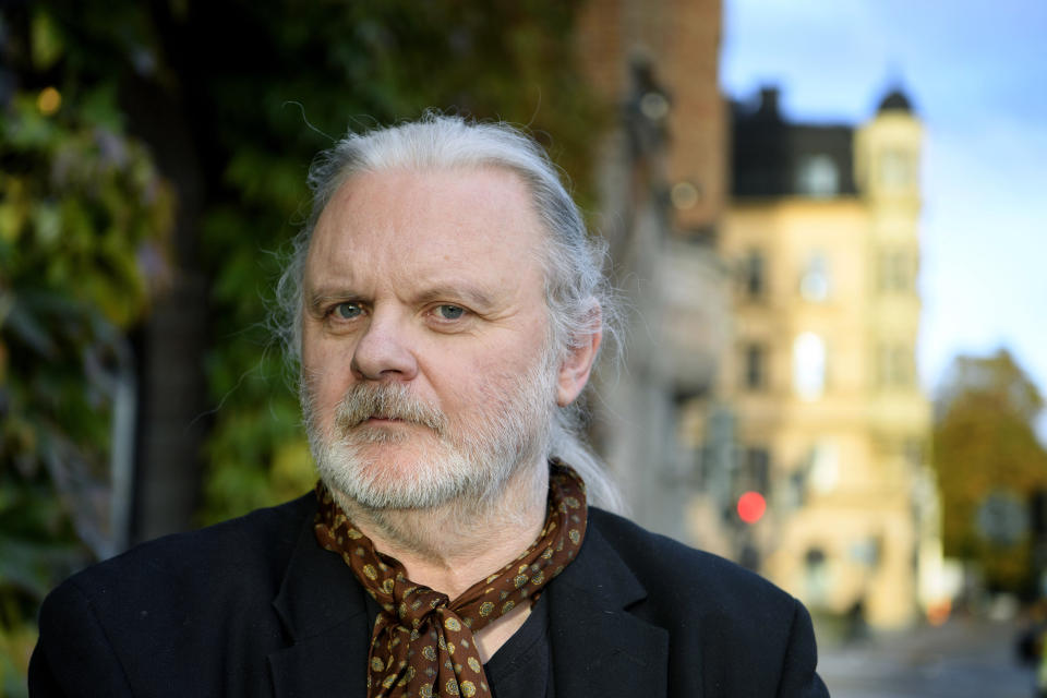 FILE - Norwegian author Jon Fosse poses for a photo, in Stockholm, Oct. 21, 2021. The Nobel Prize in literature has been awarded to Norwegian author Jon Fosse. The permanent secretary of the Swedish Academy announced the prize Thursday in Stockholm. The academy says the prize is for Fosse's “his innovative plays and prose, which give voice to the unsayable.” (Jessica Gow/TT News Agency via AP, File)