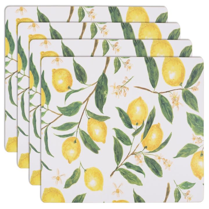 the cork placemats with a lemon and leaf pattern
