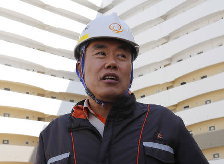 Project Director Salim Kim speaks to Reuters at Bismayah residential project in Baghdad, February 26, 2015. REUTERS/Thaier Al-Sudani
