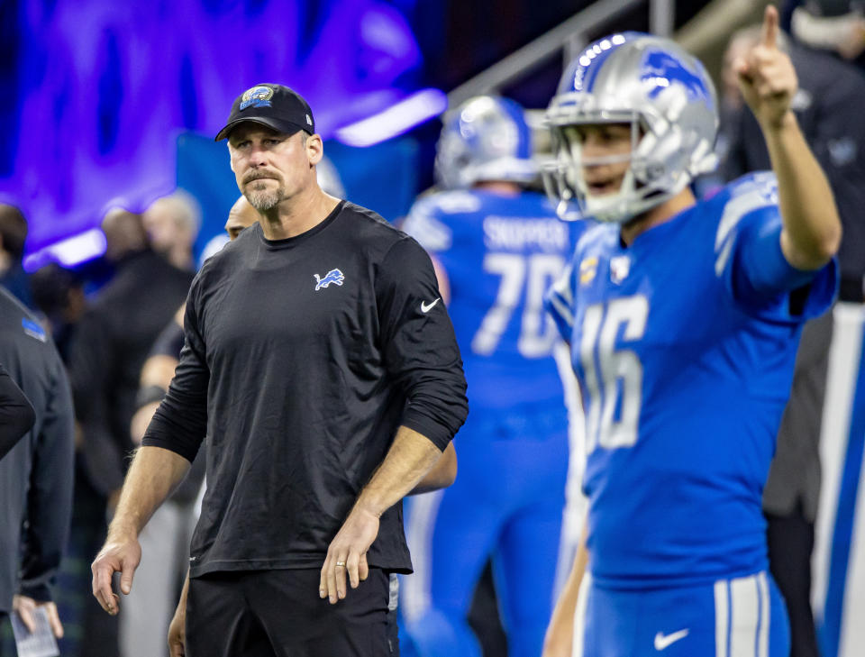 Los Lions han mejorado la segunda mitad de la temporada y la operación de Dan Campbell está funcionando en este momento. (David Reginek-USA TODAY Deportes)