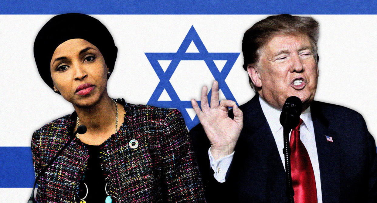 Rep. Ilhan Omar and President Donald Trump. (Photo illustration: Yahoo News; photos: AP)