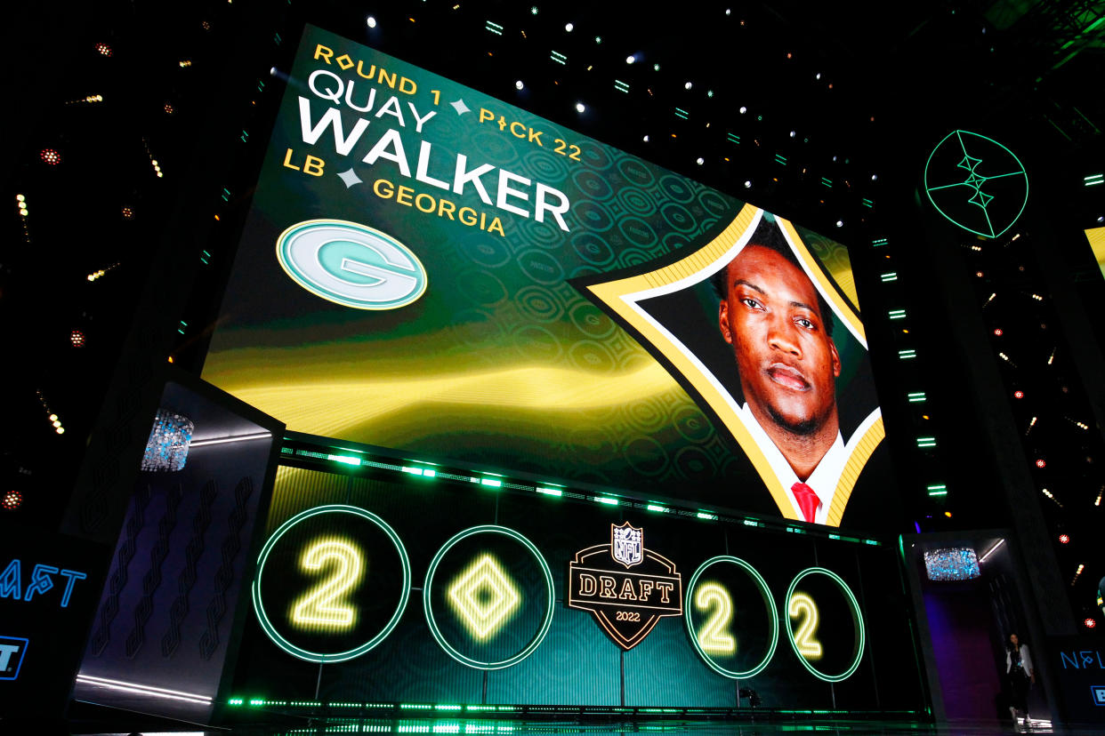 Instead of a receiver, the Packers took Georgia linebacker Quay Walker with their first first-round pick in the NFL draft. (Photo by Jeff Speer/Icon Sportswire via Getty Images)