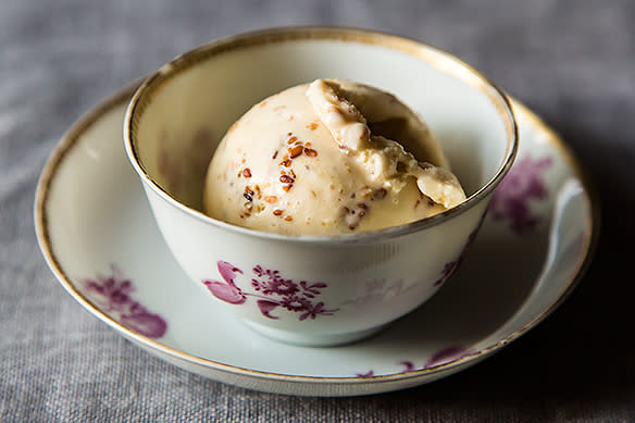 Ginger Ice Cream with Honey Sesame Brittle