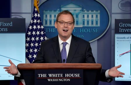 FILE PHOTO: Trump adviser Hassett speaks during a news briefing at the White House in Washington