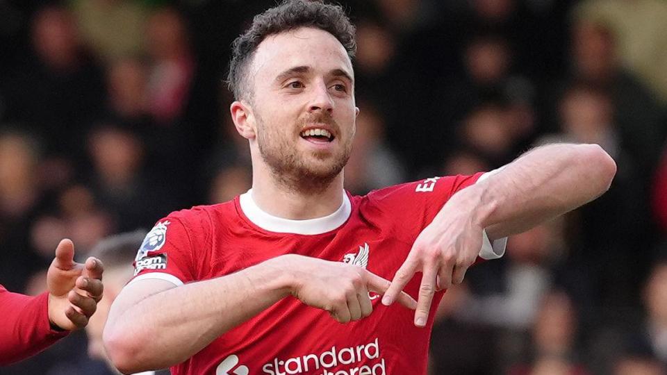 Diogo Jota celebrates a goal for Liverpool