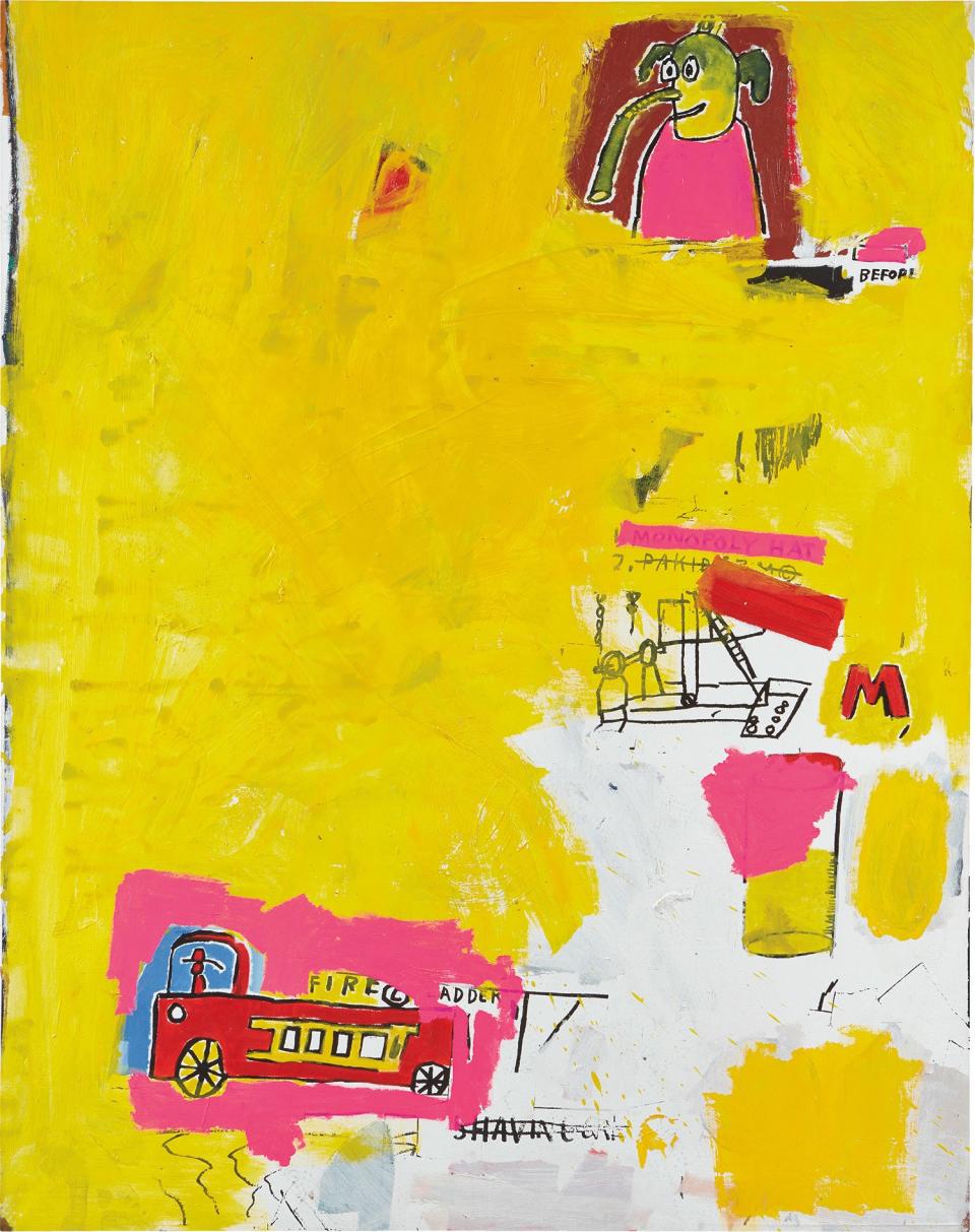 Jean-Michel Basquiat, Pink Elephant with Fire Engine, 1984