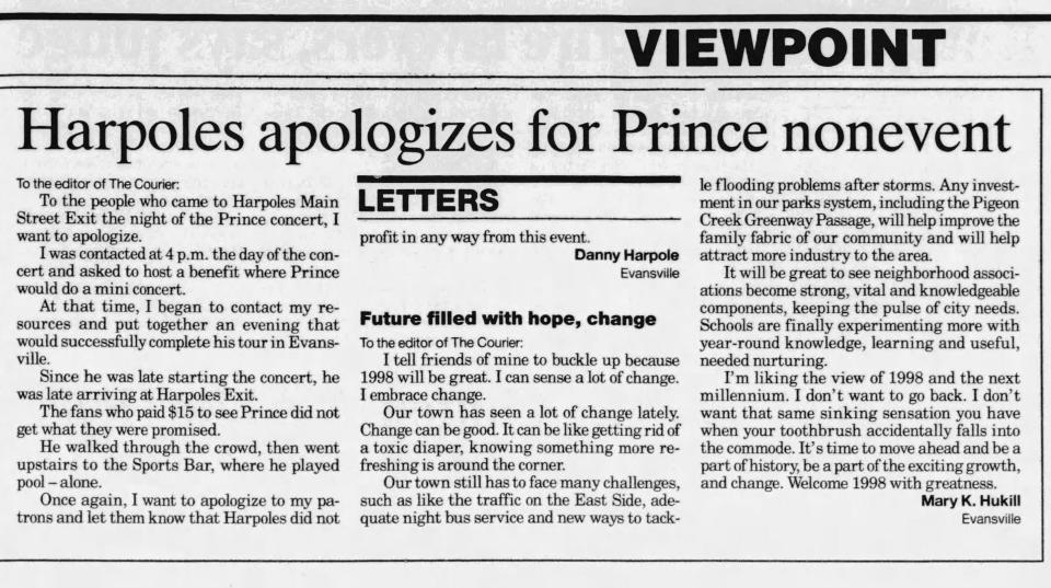 Eventually, Harpole's owner Dany Harpole wrote a letter of apology to the community about the Prince incident at his nightclub.