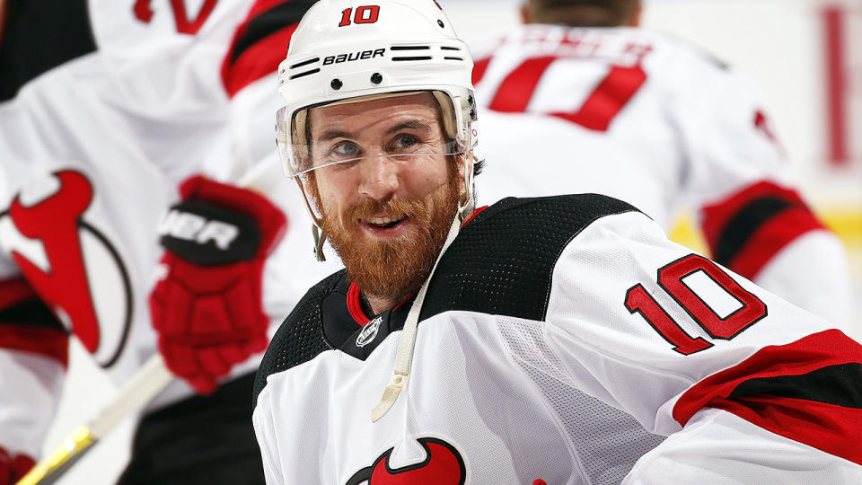 Jimmy Hayes, pictured here in action for the New Jersey Devils in 2018.