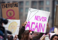 <p>Protesters prepare to rally at the Women’s March Saturday Jan. 21, 2017 in Philadelphia. The march is being held in solidarity with similar events taking place in Washington and around the nation. (AP Photo/Jacqueline Larma) </p>