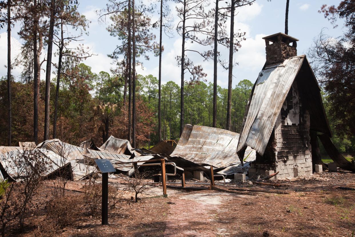 Austin Cary Memorial Forest Conference Center in Gainesville is shown after an August 2011 wildfire.