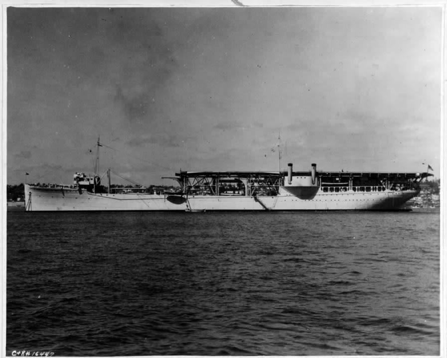 Langley photographed in 1937, following conversion to a seaplane tender.