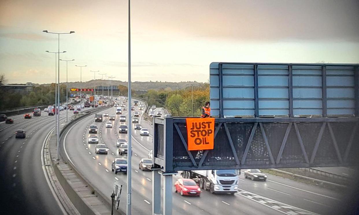 <span>The sentences for Just Stop Oil’s M25 protests were the longest ever meted out in the UK for non-violent protest.</span><span>Photograph: Just Stop Oil/PA</span>