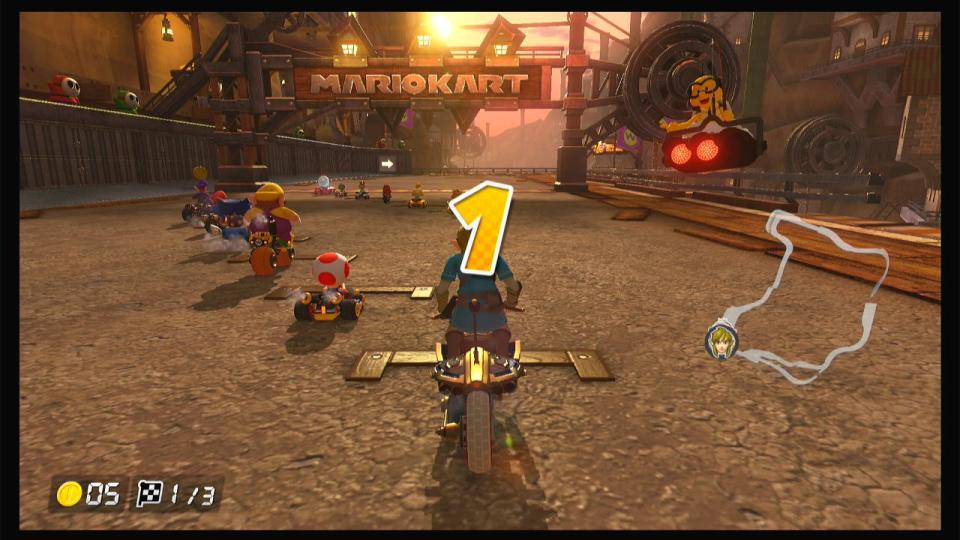 Starting positions of racers in Mario Kart 8 Deluxe at countdown