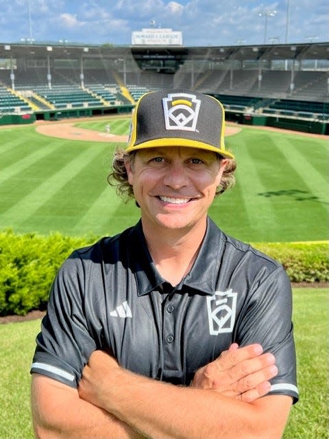 Nolensville coach Mark Carter poses at Little League World Series in South Williamsport, Pa.