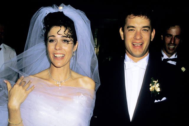 <p>Ron Galella/Ron Galella Collection/Getty</p> Rita Wilson and Tom Hanks at their 1988 wedding