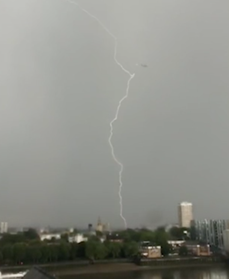 A video showed the plane being struck by lightning just moments before landing. (SWNS)