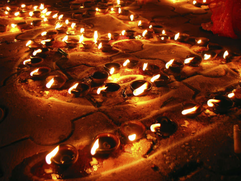 Beautiful diya arrangements