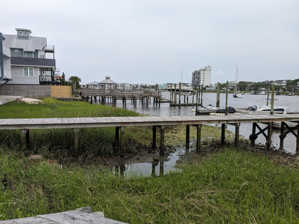 Many of the storm drains along Canal Drive dump right into the town's yacht basin, allowing water to get pushed back up the drains during high tide and wind events.