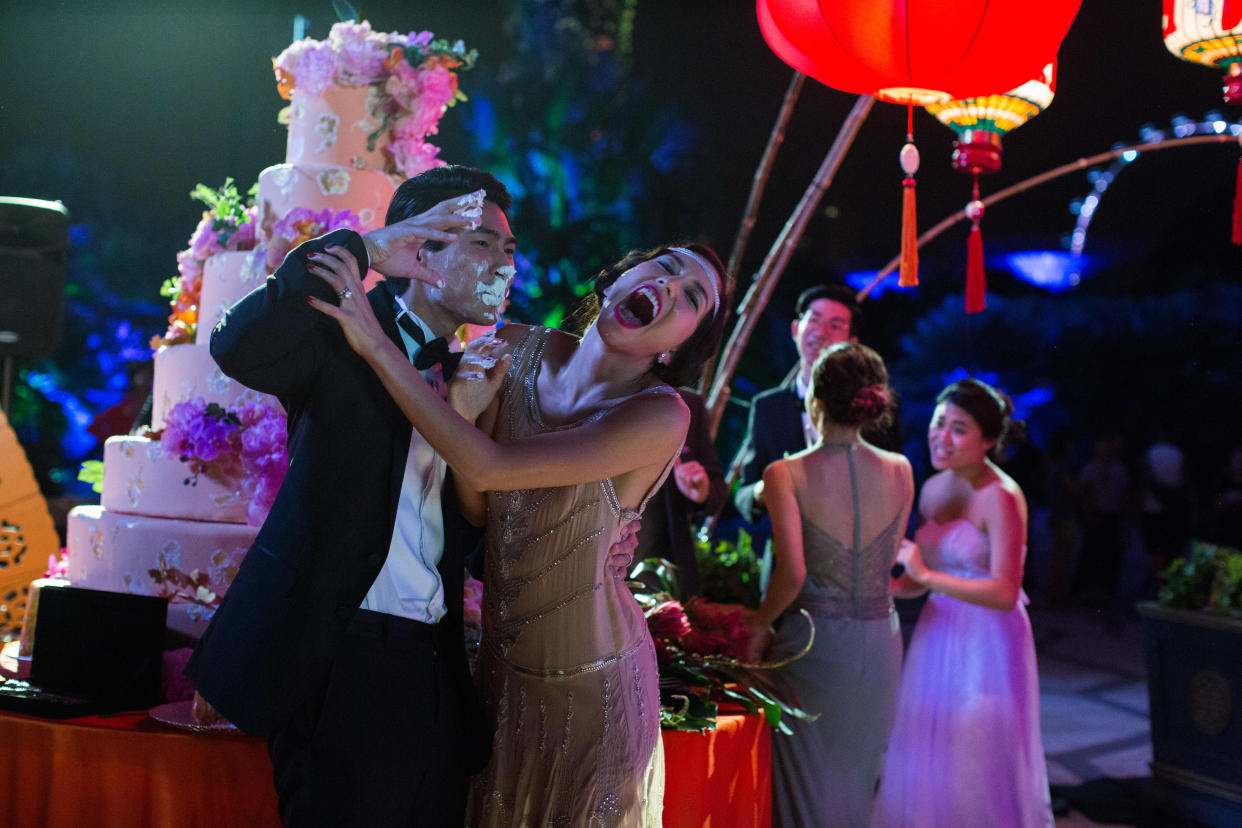 Colin Khoo (Chris Pang) and Araminta Lee (Sonoya Mizuno) at their wedding reception in “Crazy Rich Asians”. (PHOTO: Warner Bros)