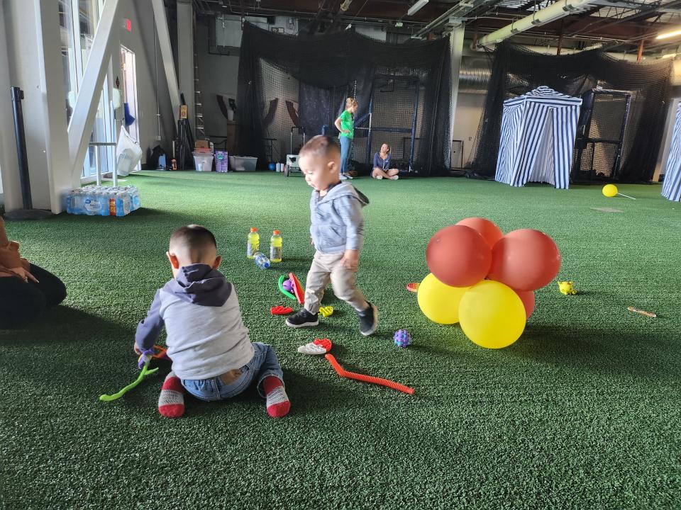 Children play in the sensory room at Storybridge Live. Storybridge hosted its second annual fundraiser on Saturday at Hodgetown, where children could meet 12 of their favorite children's book characters as well as enjoy face painting, balloon animals, a sensory room, free books and more.