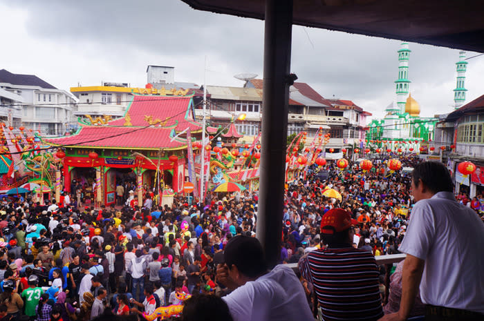 A must-visit: View from the balcony at the D-Day Cap Go Meh Festival in Singkawang.