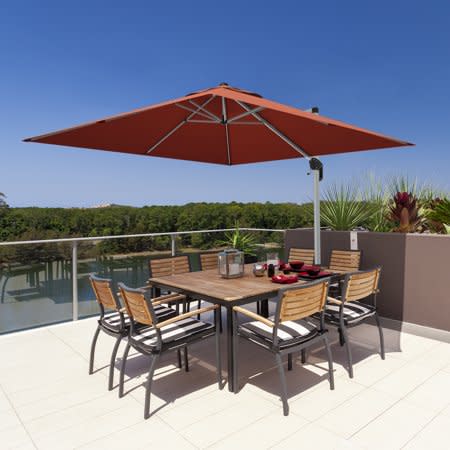 Gymax 10 Ft Square Offset Hanging Patio Umbrella 360 Degree Tilt Tan - Walmart Canada