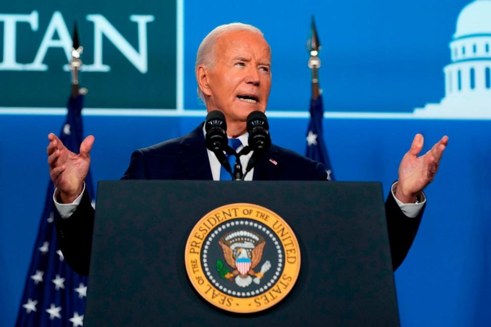 PHOTO: President Joe Biden speaks at a news conference following the NATO Summit in Washington, July 11, 2024. (Susan Walsh/AP)