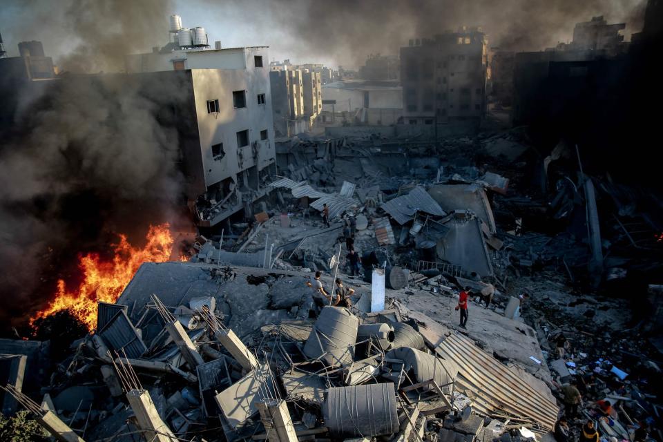 The aftermath of an Israeli strike on Gaza City on October 26 (AFP via Getty Images)