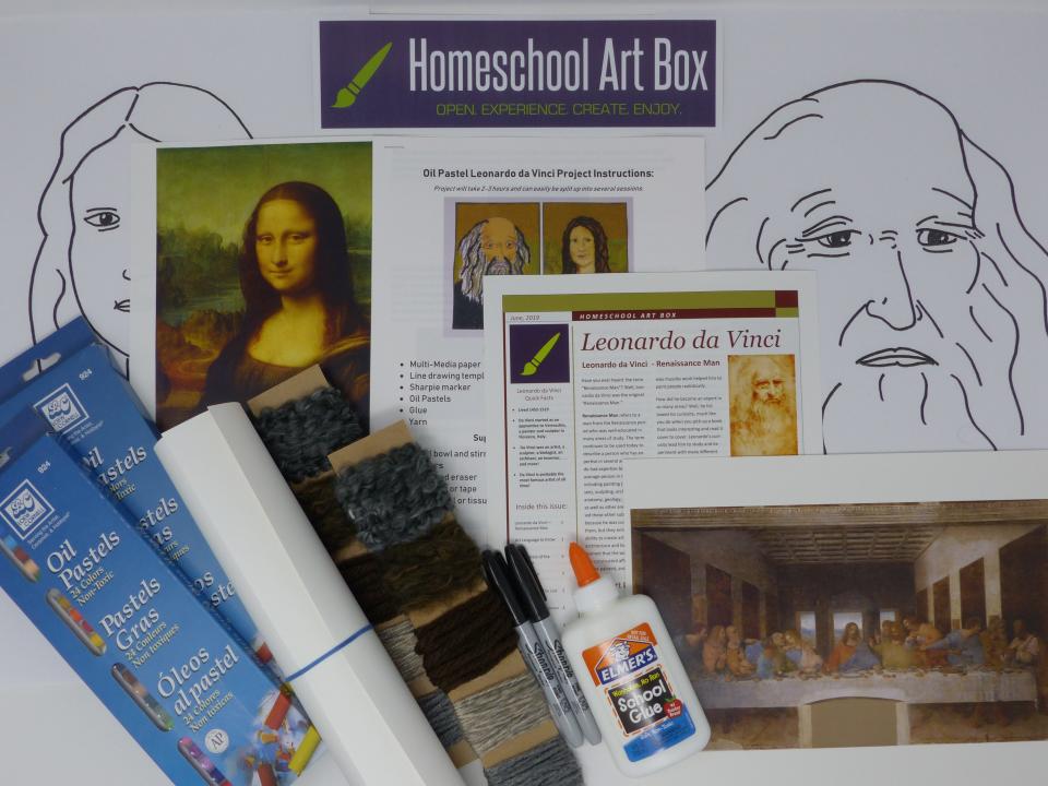 Homeschool Art Box's Lonardo da Vinci lesson package.