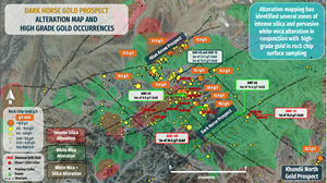 Alteration Map and High Grade Gold Occurrences