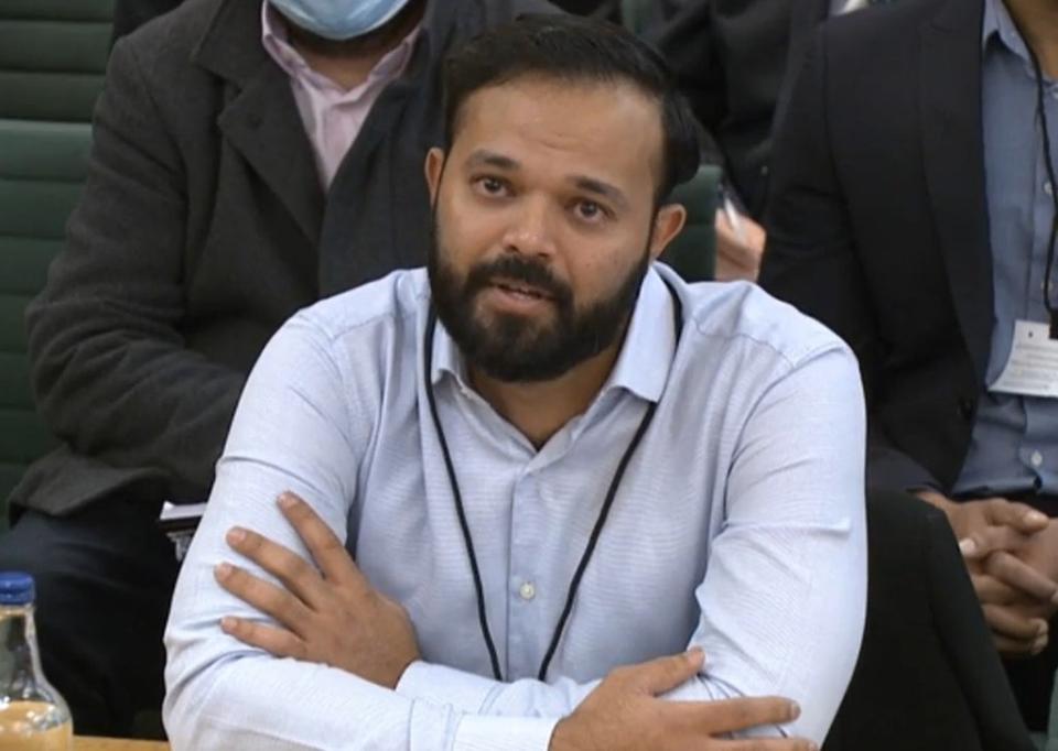 Azeem Rafiq gave evidence to MPs on his experiences of racism in cricket (House of Commons Handout/PA) (PA Media)