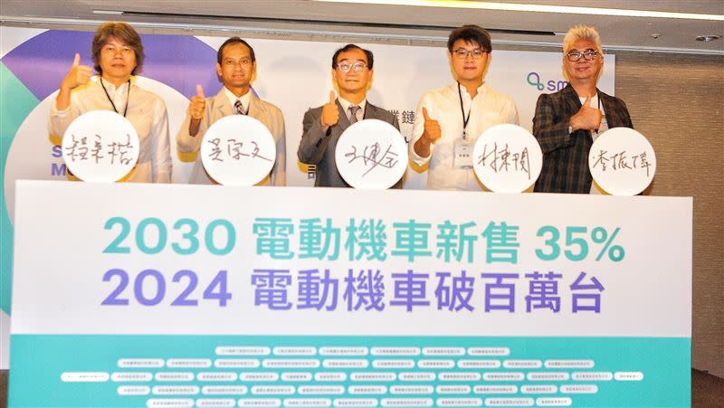 台灣智慧移動產業協會宣示「2024電動機車破百萬台」。