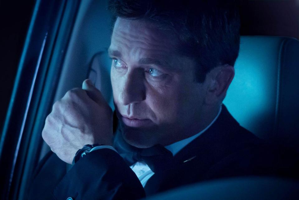 New York, USA. Gerard Butler in the ©FilmDistrict new movie: Olympus Has Fallen (2013). PLOT: Disgraced former Presidential guard Mike Banning finds himself trapped inside the White House in the wake of a terrorist attack; using his inside knowledge, Banning works with national security to rescue the President from his kidnappers.  Ref:LMK106-43106-220213 Supplied by LMKMEDIA. Editorial Only. Landmark Media is not the copyright owner of these Film or TV stills but provides a service only for recognised Media outlets. pictures@lmkmedia.com