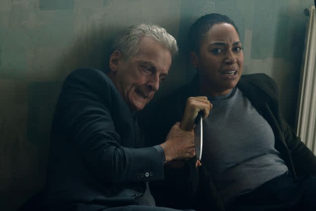 <p>Apple TV+</p> Peter Capaldi and Cush Jumbo in 'Criminal Record'